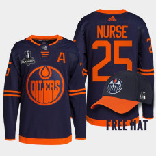 Darnell Nurse #25 Edmonton Oilers Navy Jersey 2022 Pacific Conference Champions Primegreen