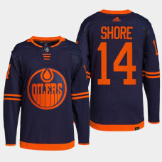 Devin Shore #14 Edmonton Oilers Navy Jersey 2022 Alternate Primegreen Authentic Pro