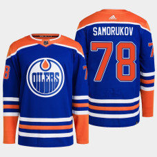 Edmonton Oilers Dmitri Samorukov Royal Primegreen Authentic Home Jersey 2022-23