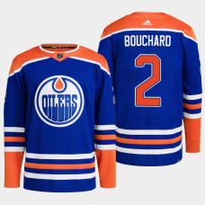 Edmonton Oilers Evan Bouchard Royal Primegreen Authentic Home Jersey 2022-23