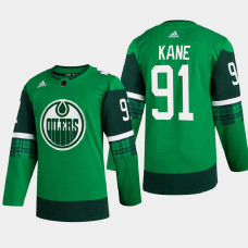 Edmonton Oilers 2022 St. Patrick Evander Kane Green Warm-Up Jersey