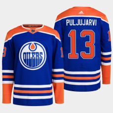 Jesse Puljujarvi #13 Edmonton Oilers Blue Jersey 2022-23 Primegreen Authentic Home