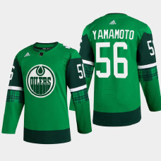 Edmonton Oilers 2022 St. Patrick Kailer Yamamoto Green Warm-Up Jersey