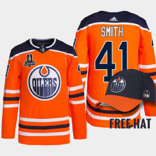 Mike Smith #41 Edmonton Oilers Orange Jersey 2022 Pacific Conference Champions Authentic