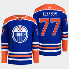 Edmonton Oilers Oscar Klefbom Royal Primegreen Authentic Home Jersey 2022-23