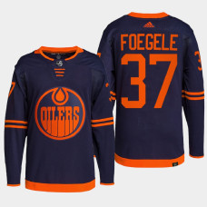 Warren Foegele #37 Edmonton Oilers Navy Jersey 2022 Alternate Primegreen Authentic Pro