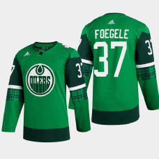 Edmonton Oilers 2022 St. Patrick Warren Foegele Green Warm-Up Jersey