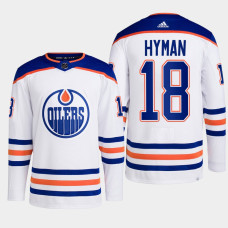 Zach Hyman #18 Edmonton Oilers White Jersey 2022-23 Primegreen Authentic Away