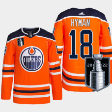 Zach Hyman Edmonton Oilers 2022 Stanley Cup Playoffs Orange #18 Jersey Authentic Primegreen