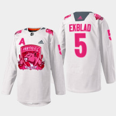 Aaron Ekblad Florida Panthers Pink in the Rink 2022 White #5 Jersey Warmup