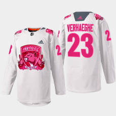 Carter Verhaeghe Florida Panthers Pink in the Rink 2022 White #23 Jersey Warmup