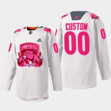 Custom Florida Panthers Pink in the Rink 2022 White #00 Jersey Warmup