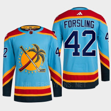 Florida Panthers Reverse Retro 2.0 Gustav Forsling Blue Authentic Primegreen Jersey Men's With 2023 Stanley Cup Patch