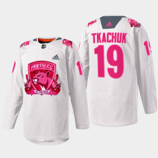 Matthew Tkachuk Florida Panthers Pink in the Rink 2022 White #19 Jersey Warmup