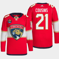 Nick Cousins #21 Florida Panthers Red Jersey Primegreen Authentic Home With 2023 Stanley Cup Patch