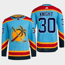 Florida Panthers Reverse Retro 2.0 Spencer Knight Blue Authentic Primegreen Jersey Men's With 2023 Stanley Cup Patch