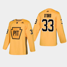 Pittsburgh Penguins Alex D'Orio #33 2021 Practice Authentic Yellow Jersey