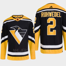 Pittsburgh Penguins 2022 Reverse Retro 2.0 Chad Ruhwedel Black Authentic Primegreen Jersey Men's