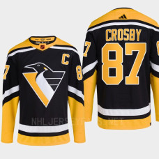 Pittsburgh Penguins 2022 Reverse Retro 2.0 Sidney Crosby Black Authentic Primegreen Jersey Men's