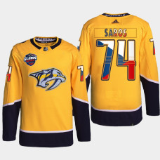 Juuse Saros Nashville Predators 2022 NHL Global Series Gold #74 Jersey Czech Republic Challenge