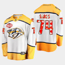 Juuse Saros Nashville Predators 2022 NHL Global Series White #74 Jersey Switzerland Challenge