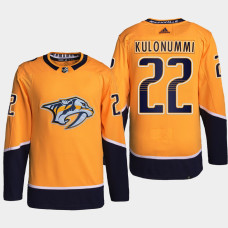 Kasper Kulonummi Nashville Predators 2022 NHL Draft Gold Jersey Authentic Primegreen Home