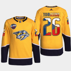 Philip Tomasino Nashville Predators 2022 NHL Global Series Gold #26 Jersey Czech Republic Challenge