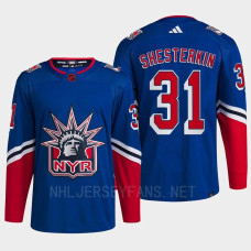 New York Rangers 2022 Reverse Retro 2.0 Igor Shesterkin Blue Authentic Primegreen Jersey Men's