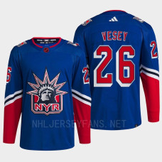 New York Rangers 2022 Reverse Retro 2.0 Jimmy Vesey Blue Authentic Primegreen Jersey Men's