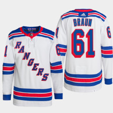 New York Rangers Justin Braun White Primegreen Authentic Pro Away Jersey 2022