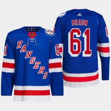 New York Rangers Justin Braun Blue Primegreen Authentic Pro Home Jersey 2022