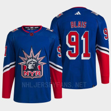 New York Rangers 2022 Reverse Retro 2.0 Samuel Blais Blue Authentic Primegreen Jersey Men's