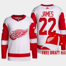 Dylan James Detroit Red Wings 2022 NHL Draft White Jersey Authentic Primegreen Away