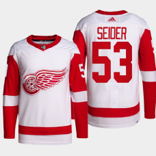 Moritz Seider #53 Detroit Red Wings White Jersey 2022 Away Primegreen Authentic Pro