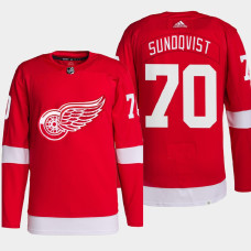 Detroit Red Wings Oskar Sundqvist Red Primegreen Authentic Pro Home Jersey 2022