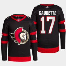 Adam Gaudette #17 Ottawa Senators Black Jersey 2022 Home Primegreen Authentic Pro