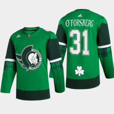 Anton Forsberg Ottawa Senators St. Patrick 2022 Green #31 Jersey Warm-Up