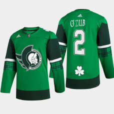 Artyom Zub Ottawa Senators St. Patrick 2022 Green #2 Jersey Warm-Up