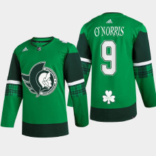 Josh Norris Ottawa Senators St. Patrick 2022 Green #9 Jersey Warm-Up