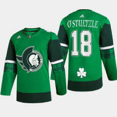 Tim Stuetzle Ottawa Senators St. Patrick 2022 Green #18 Jersey Warm-Up