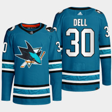 San Jose Sharks Aaron Dell Teal Primegreen Authentic Home Jersey 2022-23