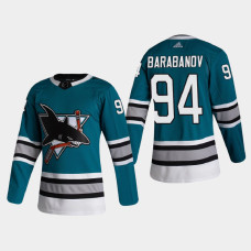 San Jose Sharks Alexander Barabanov #94 2021 Throwback Authentic Blue Jersey