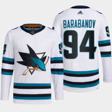 Alexander Barabanov #94 San Jose Sharks White Jersey 2022-23 Away Primegreen Authentic