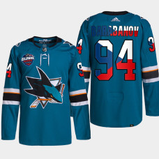 San Jose Sharks 2022 NHL Global Series Alexander Barabanov Teal Czech Republic Challenge Jersey