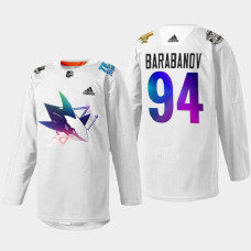 Alexander Barabanov San Jose Sharks Pride Night 2022 White #94 Jersey HockeyIsForEveryone