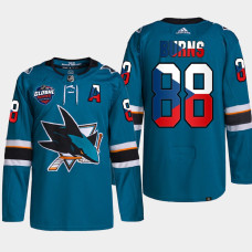 San Jose Sharks 2022 NHL Global Series Brent Burns Teal Czech Republic Challenge Jersey