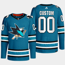 San Jose Sharks Custom Teal Primegreen Authentic Home Jersey 2022-23