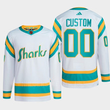 San Jose Sharks 2022 Reverse Retro 2.0 Custom White Authentic Primegreen Jersey Men's