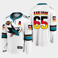 Erik Karlsson San Jose Sharks 2022 NHL Global Series White #65 Jersey Germany Challenge