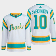 San Jose Sharks 2022 Reverse Retro 2.0 Evgeny Svechnikov White Authentic Primegreen Jersey Men's